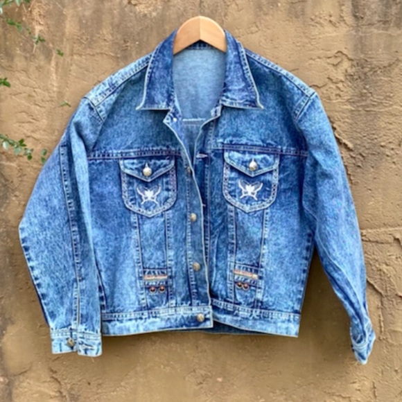 Mileno Retro Vintage Stone Washed Blue Jean Jacket - Picture 1 of 4